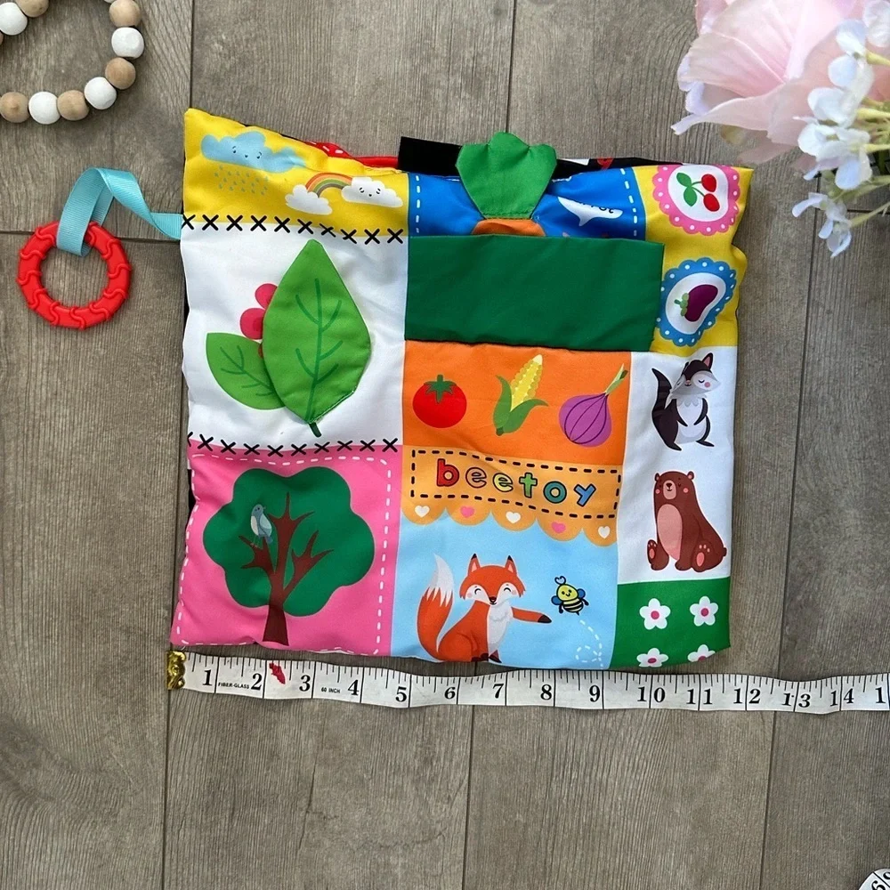Baby Tummy Time / Car Ride / Sensory Crinkly Double Sided High Contrast Toy